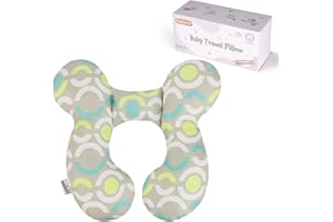 KAKIBLIN Oreiller de voyage pour bébé, coussin de nuque pour bébé pour siège de voiture, coussin de soutien pour le cou de bébé pour siège auto, poussette, cercle