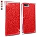 Price comparison product image iPhone 8 Plus/iPhone 7 Plus Case,OKZone Luxury Bling Glitter Sparkly PU Leather Flip Wallet [Stand Function] [Magnetic Closure] [Inner Soft TPU] Folio Case For Apple iPhone 8 Plus/iPhone 7 Plus (Red)