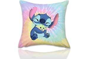 Ubephant Stitch Funda de Almohada, Stitch Regalos, 45 * 45cm Funda de Almohada para Niños, Cosas de Stitch Niña, Linda Almohada de Dibujos Animados, Vellón de Doble Cara Súper Suave