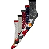 ONLY Kadın ONLCHRISTMAS 5-PACK SOCKS IN A BOX &Ccedil;orap, A&ccedil;ık Gri Melanj, ONE SIZE