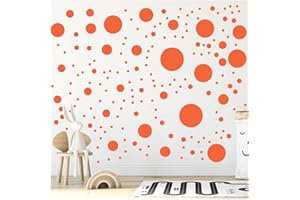 StickerDeen 500+ Assorted Polka Dot Circle Wall Stickers for Kids Bedroom Living Room, Classroom, Playroom Decor Removable Vinyl Wall Stickers Dots Wall Decals (Orange)