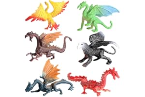 GLDHGBCD Mini Dragon Figures Plastic Figurines in Assorted Colors and Styles - Mythical Toys for Kids and Toddler Education Party Favors 6pcs