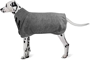 Lollanda Bademantel Für Hunde, Mikrofaser-Hundebademantel, Klettverschluss, super saugfähig, mit verstellbaren Riemen, geeignet für mittlere und große Hunde (L,Grau)