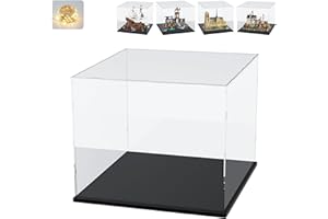 ELEPURE Vitrine Acrylique pour Collection pour Lego 21061 Notre-Dame de Paris pour 75639 Le Bateau Pirate Vogue Merry pour 21063 60419 31109, Boite Plexiglas Transparente Vitrines, Noir Intérieur 50x30x40cm