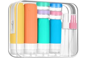 BUTBU Butelki podróżne do napełniania, 19 sztuk, silikonowe butelki podróżne dla kobiet i mężczyzn, pojemniki podróżne, zestaw do szamponu, balsamu, mydła (żółte)