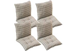 MeRcri Pack 1/2/4 Cojines para Sillas con Respaldo,40x40/45x45/50x50 cm,con Correas de Sujeción,Cojín Acolchado de Respaldo Bajo, Cojín Acolchado para Silla de Jardín (Color : #4, Size : 50x50cm4pcs)