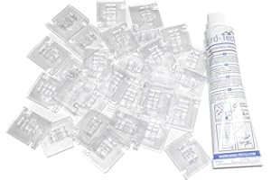 Bird-Tech TM Crochets Fixations pour Filets Chats + Silicone Transparent (25 Unités + 1 Silicone)