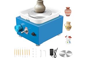 Tour de Potier, Sunowl Tour Poterie Vitesse Réglable de 0 à 2000 tr/min, Roue de Poterie électrique avec Plaques de 10/6,5 cm et Outil de Mise en Forme, Tour de Poterie pour Enfants et Adultes, Bleu