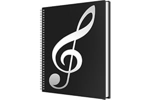WHENZOO A4 Sheet Music Folder, A4 Music FolderSheet MusicHolder Allow Annotations, Eliminate Glare 60 Pages Spiral Sheet MusicBinder Student Drawing Folder Storage for MusicalScore Painting Photo (B+S)