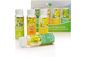 ‎KK KK Saunaaufguss-Set Toskana - Made in Germany - 4 verschiedene Duftsorten in einem Set - Eukalyptus, Orange, Citrone, Pfefferminz - 100ml Flasche - in verschiedenen Varianten erhältlich