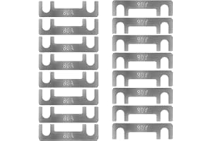HYRYC Streifensicherungen Blattsicherung Flachsicherungsstreifen 16 Stk Auto Sicherung 30A 40A 50A 60A 70A 80A 100A 110A 125A 150A Maximale Spannung bis 32V, für PKW Wohnmobil (80A)