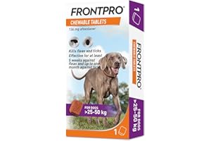 FRONTPRO Chewable Tablets Flea & Tick Treatment for Extra Large Dogs (25-50kg) 1 Tablet, Kills Fleas & Ticks, Fast Acting, Easy to Administer 1 Month Protection
