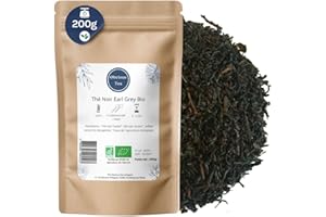 OBVIOUS TEA Thé Noir Earl Grey Bio - Thé Vegan en Vrac, 100% Naturel, Sans OGM - Agriculture Biologique - Fabrication Française - Sachet 200 gr (100 Tasses)