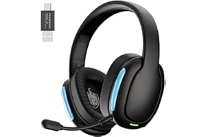 YOTMS Auriculares Gaming inalámbricos 2,4 GHz para PS4/PS5/PC/Switch, con micrófono Desmontable y cancelación de Ruido, Sonido estéreo 7.1 y Modo con Cable de 3,5 mm para Xbox Series (Negro)