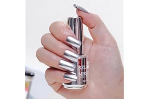 SONGQEE 18ml Metall Nagellack Spiegel-Effekt - Mirror Nagellack Lack Chrom Nail Polish - Spiegeleffekt Hochglanzgel Maniküre Nagellack - Langlebig Nicht Abziehbar(Champagner-Silver 12)