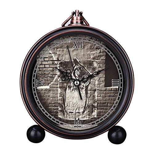 Girlsight Vintage Retro salón de decoración, no tickend, HD Lente de Cristal, fácil de Leer, Cuarzo, analógico, números Grandes, Noche Mesa de Despertador