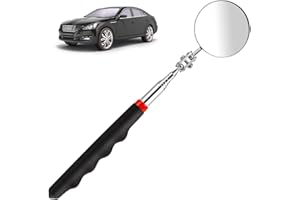 AIMFACT Car Telescoping Inspection Mirror 360° Circular Telescopic Mechanics Under Vehicle Inspection Tool with Extended Handle Extending Detection Round Lens for Checking Vehicle Condition (290-880mm Handle)