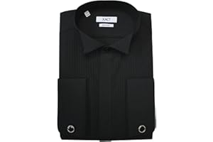 Xact Men's Formal Tuxedo/Dress Shirt with Double Cuff and Cuff Links