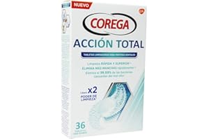 Corega Max Acción Total, Tabletas Limpiadoras Para Prótesis Dental, Cuidado e Higiene Oral Integral, Pastillas de Limpieza Diaria, Limpieza Profunda, 36 Tabletas