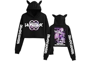 Pdaidou Sweats À Capuche Kpop D-De-Mon H-Hunters Merch Oreille De Chat Sweats À Capuche Courts Mode Filles Mignon Sweat À Manches Longues Hauts Décontractés Hoodie