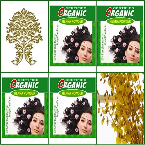 (Qty. 4) 100g Certified Organic Henna Powder for Hair Colour Conditioning. Golden Brown Colour.