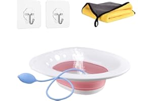 DMSELL Foldable Sitz Bath for Toilet with Flusher, Portable Seat Sitz Bath for Postpartum Care and Hemorrhoids, with 2 Hanging Hooks and 1 Towel(Universal, Pink)