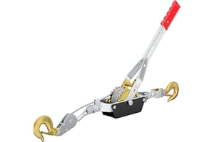 WILTEC Hand Wire Winch Cable Puller 2000kg 2.2m Rope 2 Hooks Car Boat Trailer Caravan