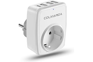Colmanda Prise USB Secteur Multiple, 5 En 1 Prise USB avec 1 Sortie AC, 1 USB C et 3 Ports USB, Multiprise USB Secteur Prise Murale Electrique Compatible pour Domicile, Bureau, Cuisine