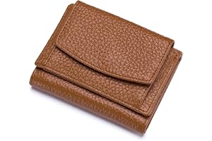 ZhaoCo liten plånbok dam med myntfack äkta läder plånbok dam mini portmone med RFID-skydd kreditkortsfodral för kvinnor flickor, kaki, 10*7*3cm, Minimalistisk