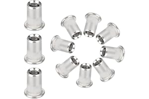 BUENTYA 50 Pcs Rivet Nut M6 Rivnut Flat Head Threaded Insert Rivet Nut 304 Stainless Steel Rivet Insert Nutserts Assort Nutsert Assortment Kit for Automotive Furniture Electrical and Industrial