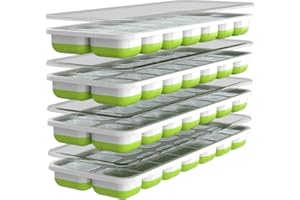 OLIVER'S KITCHEN Oliver’s Kitchen ® Bac à Glaçons – Set de 4 – Base Souple Pour une Libération Facile – Gagnez de la Place Grâce aux Couvercles Empilables – Passe au Lave-Vaisselle – Silicone sans BPA