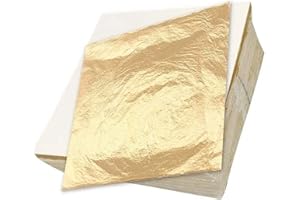 RY-EARL 100 Blätter Imitation Blattgold für Kunst, Vergoldung Handwerk, Dekoration, 14 mal 14 cm