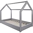 Velinda Wooden bed, Scandinavian style, modern, kids bed, home bed, 160x80 (colour: grey)
