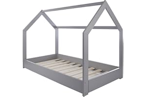Velinda Letto & casa in Legno Stile scandinavo Nordico Bambino cameretta 160x80cm (Colore: Grigio)