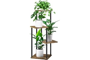 YOCOMEY 4-Tier Hölzern Blumenregal Pflanzenregal, Mehrstöckig Blumenständer Pflanzenständer Blumenbank Blumentreppe Pflanzentreppe Standregal für Innen Garten Balkon Deko(Schwarz)