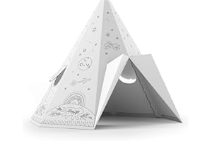 BILDERWELTEN FOLDZILLA Playhouse XXL 1.32 x 1.22 x 1.55 m Made of cardboard Wendy house - Tepee Starry Skies (for colouring)