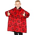Manchester United Football Club Boys Fully Lined Luxury Fleece Hoodie, Oversized Fleece Blanket Hoody Red