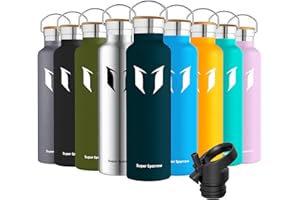 Super Sparrow Borraccia Termica - Bottiglia Termica Senza Perdite - 350ml/500ml/620ml/750ml/1L - Senza BPA Borracce Bambini - Per Scuola, Sport, Campeggio, Palestra, Ciclismo - Con 2 Tappi