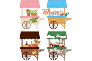 DELORIGIN 4pcs Four Seasons Cart Cutting Dies Card Making Die Cut Carbon Steel Die Cuts Stencils Card Scrapbooking Embossing Template Dies for DIY Paper Craft Making Albums Gift Cart Decor