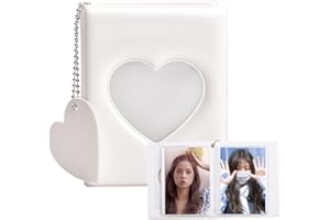 JIAYAUS Kpop Album Photo Peut Stocker 32 Feuilles, Coeur Blanc Livre Classeur Photocard Kpop avec Pendentif, Mini Tendance de La Mode Photocard Binder Convient pour Stocker Photos D'Idoles, Cartes