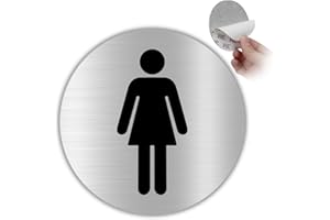 LEIASA | Segnale Adesivo WC Donna - Spessore 0.8 mm - Diametro Ø 100 mm - Alluminio - Segnaletica per Bagni - Segnale per Servizi Igienici - Simbolo Bagno - Cartello adesivo WC (Bagno Donna)