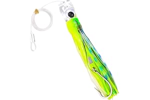 OROOTL Leurres de Pêche à la Traîne pour Le Gros Gibier Leurres de Pêche en Eau Salée pour Mahi Marlin Thon Dauphin Wahoo Requin Pêche en HauteMer Leurres M ontés avec Leader Hook Jupes de Calmar