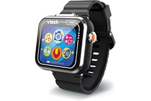 VTech Kidizoom - Smartwatch Max Noir, Montre Intelligente pour Enfants, Double Appareil Photo, vidéo, Jeux, écran Tactile Horizontal, Version ESP, Noir, 5.4 x 22.4 x 1.7 cm