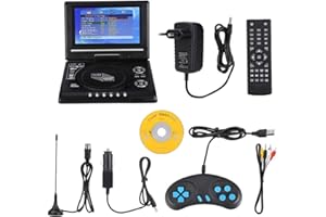 Tosuny Ecran pivotant pour Lecteur DVD Portable 7,8 Pouces avec Fonction TV + Chargeur de Voiture + Manette de Jeu, Batterie Rechargeable intégrée, Fonction de Radio FM Prise en