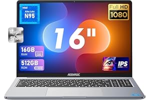 ACEMAGIC Laptop, Metallgehäuse 16 Zoll FHD, 16GB DDR4 512GB M.2 SSD Notebook Computer, Intel 12th Alder Lake Quad-Core N95(3,