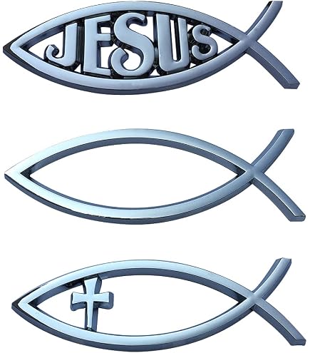 Autocollants Poisson Jésus Pour Voiture - Lot De 6 Avec 3 Designs Et 2 Couleurs (or Et Argent)