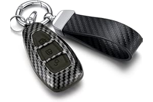 YAMLTEN Autoschlüssel Hülle für Ford Fiesta Focus Mondeo Kuga C-Max S-Max Galaxy,3 Tasten Kohlefaser Ford Schlüsselhülle-Schwarz