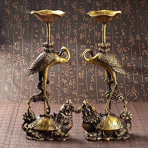 Jack Mall- Opening feng shui ornaments copper Buddhist tortoise crane candlestick candle holders for worship Buddha lamp tortoise bronze crane sickness