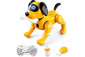 URBZUE Giocattolo per cani robot telecomandato per bambini, cucciolo interattivo elettronico con acrobazie, musica e danza - giocattoli educativi STEM regalo per ragazzi e ragazze di età 3+