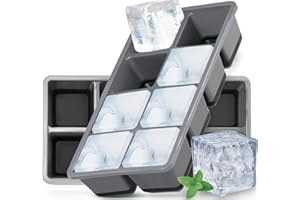 Große Eiswürfelbehälter mit Deckel, FURNSII 2 Stück Grosse Eiswürfelform Eckig aus Silikon BPA Frei, Stapelbar Ice Cube Tray Eiswürfel Form für Bier Cocktails Whisky Getränke (2 Schwarz)